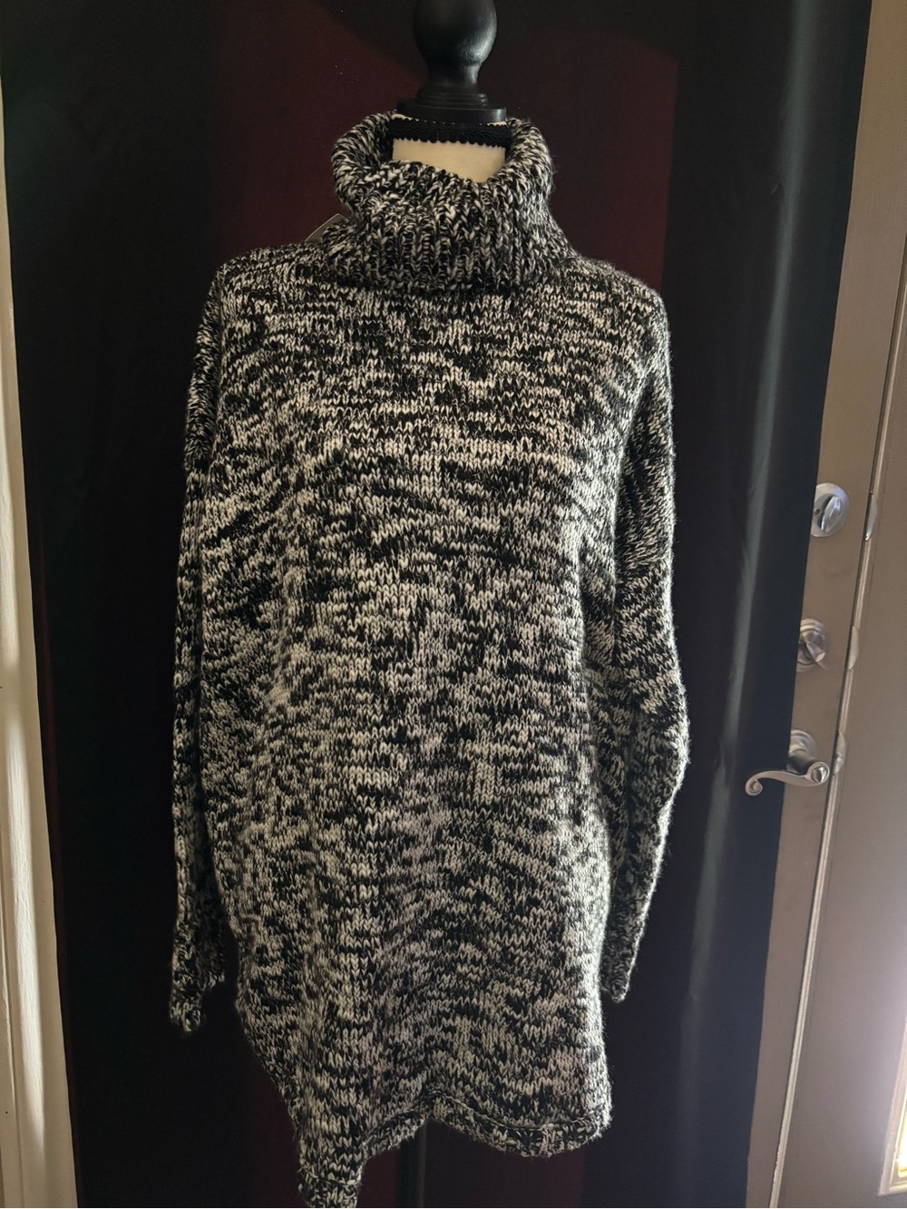 Anne Klein Black & White Marled Turtleneck Sweater